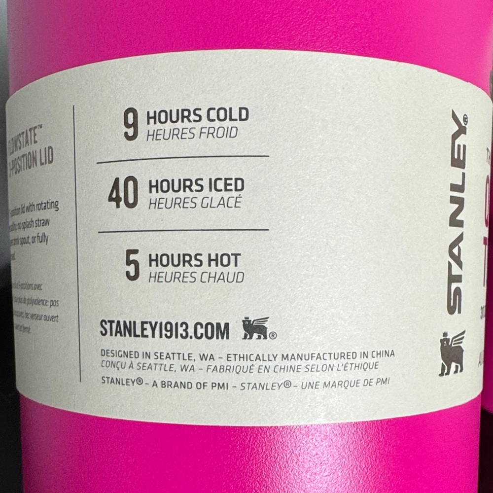 Stanley Vibrant Pink Quencher H2.0 Tumbler 30oz - Picture 6 of 7